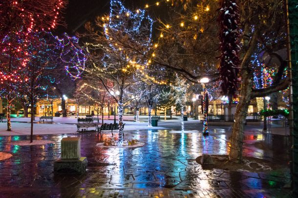 Snowy Santa Fe Plaza